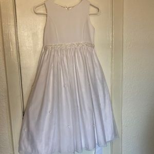 White Dress with pearls and flowers